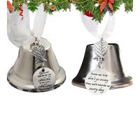 Christmas Ornaments Angel Wings with Because Someone We Love is In Heaven Pendant, Hanging Memorial Ornament Xmas Tree Hanging Decoration in Heaven Memorial Gift, Silver Ornament Decoration (A+B)