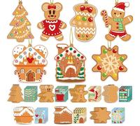 Christmas Ornaments Art and Crafts for Kids - 28pcs DIY Christmas Cutouts with Gingerbread Cookies Man House Christmas Stickers for Tree Home Christmas Party Favors Decorations