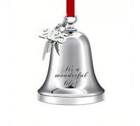 Christmas Ornaments Bell Ornament with Red Ribbon Annual Christmas Tree Decoration Angel Bell Ornament with It's a Wonderful Life(Silver It's a Wonderful Life)