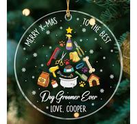 Christmas Ornaments Best Dog Groomer Ever Acrylic Ceramic Baubles Engagement Ceramic Hanging Holiday For Office Graduation Home 7.3Cm
