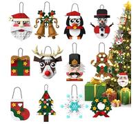 Christmas Ornaments Building Blocks Set,12 PCS Christmas Ornaments Building Kit, Santa, Snowman, Reindeer, Christmas Tree, Snowflake, Stocking, Stocking Stuffers Decor Toys Gifts for Boys Girls Kids