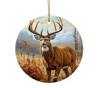 Christmas Ornaments Ceramic Decorative Hanging Ornament Buck Deer Round Porcelain Ornament Funny 2025 Ornaments Personalized Xmas Tree Pendant Keepsake Crafts Gift 2.9