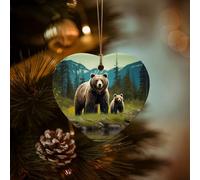 Christmas Ornaments Ceramic Decorative Hanging Ornament Heart Shape Porcelain Ornament Funny 2025 Ornaments Personalized Xmas Tree Pendant River Bear Mom Keepsake Crafts Gift