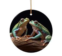 Christmas Ornaments Ceramic Decorative Hanging Ornament Two Frogs Round Porcelain Ornament Funny 2025 Ornaments Personalized Xmas Tree Pendant Keepsake Crafts Gift 3.9