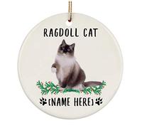 Christmas Ornaments Ceramic Xmas Ornaments With Ribbon Christmas Xmas Tree Hanging Christmas Tree Decorations Ragdoll Cat Cat - Personalized With Your Cats Name