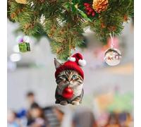 Christmas Ornaments Christmas Tree Cats Pendant 2D Acrylic Christmas Hanging Decoration Funny Christmas Cats Ornament Christmas Pendant Decoration Christmas Tree Jewelry