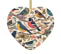 Christmas Ornaments Christmas Tree Hanging Crafts Heart Ceramic Ornaments with Gold Ribbon Birds in My Garden Christmas Ornaments Personalized Christmas Tree Decorations for Holiday Party