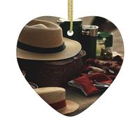 Christmas Ornaments Christmas Tree Hanging Ornaments for Holiday Heart Ceramic Ornaments Crafts Pendants Christmas Tree Decorations Beach Straw Hat Ornaments for Christmas Tree Xmas Decor