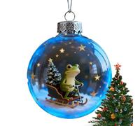 Christmas Ornaments - Clear Acrylic Frog Decoration | Frog Ornaments for Christmas Tree | Cute 2D Flat Hanging Ball | Festive Stocking Filler Ideal For The Wall