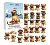 Christmas Ornaments Countdown Calendar | 24-Day Acrylic 2D Flat,Pug Dog Ornaments Advent Countdown Calendar - for Family Friends Adults Teens Pet Lovers Wall Door