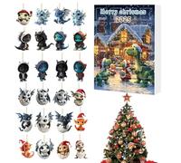 Christmas Ornaments Countdown Calendar - Count Down to Christmas 24-Pendant Dragon Calendar | Acrylic Cute 2D Flat Keepsake for Mantel Tree Window Wall Fence