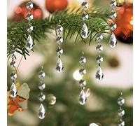 Christmas Ornaments Crystal Tree Decorations, 30Pcs Acrylic Clear Hanging Crystals for Centerpieces Teardrop Chandelier Garland Beads for Xmas Wedding Party Home Decor