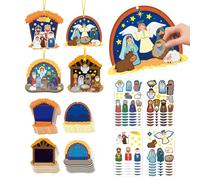Christmas Ornaments - Cute Pendant with Stickers | Nativity Scene Card Decor Cute Stickers Tree Ornament Kit | for Teens Holiday Birthday, Door M