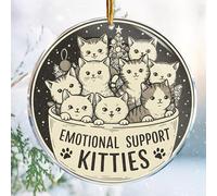 Christmas Ornaments Decorations - 3.6 in Acrylic - Gag Gifts - Nasty Naughty Gifts - White Elephant - Stocking Stuffers (Emotional Support Kitties 1 - Cute Mental Health Friends Ideas)