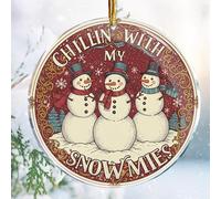 Christmas Ornaments Decorations - 3.6 in Acrylic - Gag Nasty Naughty Gifts - White Elephant - Stocking Stuffers (Chillin with My Snowmies 4 - Funny Snowman Friends