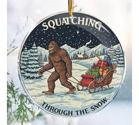 Christmas Ornaments Decorations - 3.6 in Acrylic - Gag Nasty Naughty Gifts - White Elephant - Stocking Stuffers (Bigfoot Squatching Through The Snow 2)