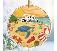 Christmas Ornaments Decorations - 3.6 in Acrylic - Gag Nasty Naughty Gifts - White Elephant - Stocking Stuffers (Beach Merry Christmas 3 - Beach Lover Travel Outdoor Gifts)