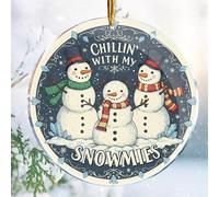 Christmas Ornaments Decorations - 3.6 in Acrylic - Gag Nasty Naughty Gifts - White Elephant - Stocking Stuffers (Chillin with My Snowmies 6 - Funny Snowman Friends