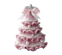 Christmas Ornaments DIY Crochet Holiday Bow Pearl Ornament Handmade Craft Kit for Beginners Party Activity Festive Desktop Decoration