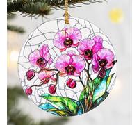 Christmas Ornaments, Dodosky 2.8in Ceramic Orchid Flower Ornament, Xmas Decor, Christmas Tree Ornaments, Xmas Decorations for Tree, Holiday Ornament, Orchid Gifts, Gifts for Women, Mom, Flower Lovers