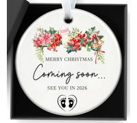 Christmas Ornaments, Double-Sided 3" Ceramic Expecting Baby Ornament Baby Pregnancy Announcement Merry Christmas Coming Soon See You in 2025 Xmas Hanging Decor Gift to Husband Grandparents Families