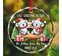 Christmas Ornaments Expecting Twins Xmas Xmas Round Shape Hanging Beautiful Ceramic Hanging Engagement For Office Wedding Home 7.3Cm