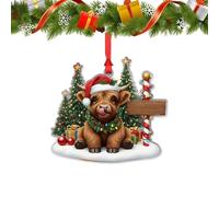Christmas Ornaments, Festive Decorations in Acrylic 2D | Festive Pendant in the Shape of Highland | For Home Christmas Tree Hotel Bedroom Living Room Entrance Party Meeting