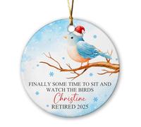 Christmas Ornaments Finally Some Time To Sit And Watch The Birds Xmas Round Shape Hanging Personalized Xmas Ornament Present Gifts Ceramic Baubles For Family Graduation Wedding 7.3Cm