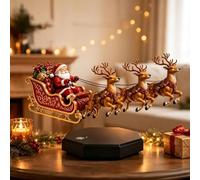 Christmas Ornaments Floating Santa Sleigh Retro Christmas Decorations for The Home Santa Table Top Magnetic Levitation Santa Sleigh With Reindeer Versatile Indoor Decor for Party Holiday Gathering