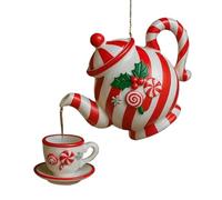 Christmas Ornaments for Tree, 2D Acrylic Tea Pot Christmas Decorations, Rustic Home Decor Party Supplies for Indoor Outdoor Fireplace Shelf Window Office Garden Yard