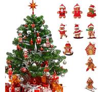 Christmas Ornaments for Tree, Christmas Ornaments, 10 x Cartoon Gingerbread Reindeer Santa House Tree Christmas Holiday Apartment Farmhouse Decoration Accessories for Home Store Studio Restau