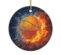 Christmas Ornaments For Tree Decoration Fire And Ice Combine With Basketball White Ceramic Hanging Xmas Tree Decorations Bauble Home Decor (Circle Shaped)
