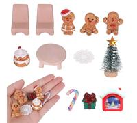 Christmas Ornaments Ginger, 12 Christmas Ornaments Miniatures Christmas, Small Red House with LED, Miniature Ginger Gnome Christmas Reusable, for Indoor, Kids, for Home Christmas Ornaments