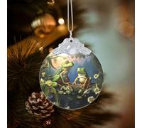 Christmas Ornaments Glass Decorative Hanging Ornament for Christmas Tree Round Ornament Many Frogs Sing on The Branches Funny 2025 Ornaments with Ropes Xmas Tree Pendant Keepsake Crafts Gift