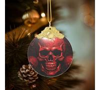 Christmas Ornaments Glass Decorative Hanging Ornament for Christmas Tree Round Ornament Red Skulls Funny 2025 Ornaments with Ropes Xmas Tree Pendant Keepsake Crafts Gift