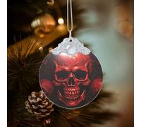 Christmas Ornaments Glass Decorative Hanging Ornament for Christmas Tree Round Ornament Red Skulls Funny 2025 Ornaments with Ropes Xmas Tree Pendant Keepsake Crafts Gift