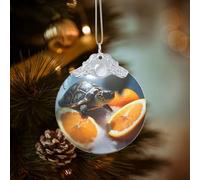 Christmas Ornaments Glass Decorative Hanging Ornament for Christmas Tree Round Ornament Turtles Emerging from Oranges Funny 2025 Ornaments with Ropes Xmas Tree Pendant Keepsake Crafts Gift