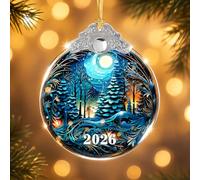 Christmas Ornaments, Glass Winter Woodland Christmas Tree Decorations 2026 | Fancy Vintage Hanging Christmas Tree Ornaments in the Forest, Christmas Keepsake Gifts, White Elephant Gifts