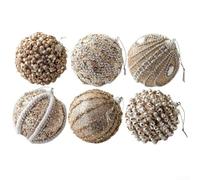 Christmas Ornaments, Glittering Gold 6 Pack Foam Perfect Holiday Decor, Gold Combination Foam Ball Colorful Christmas Ornaments