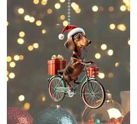 Christmas Ornaments Hanging Christmas Tree Decorations Acrylic 2D Plane Dachshund Dog Small Christmas Ornaments for the Home (A)