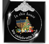 Christmas Ornaments Hanukkah Ornaments for Tree Jewish Chanukah Gifts for Men Women Adults Hanukkah Decorations Indoor Home Festival Holiday Crystal Hanging Ornament 2025 Keepsake Gift Family Friends