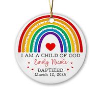 Christmas Ornaments I Am A Child Of God Ceramic Hanging Personalized Xmas Round Shape Hanging Beautiful Xmas Ornament For Office Home Graduation 7.3Cm