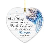 Christmas Ornaments In Our Hearts You Will Always Stay Xmas Ornament Personalized Ceramic Baubles Beautiful Xmas Round Shape Hanging For Wedding Home Family 7.3Cm