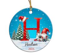 Christmas Ornaments Initial Name H Ornament Ceramic Hanging Present Gifts Ceramic Baubles Unique Xmas Round Shape Hanging For Wedding Graduation Family 7.3CM