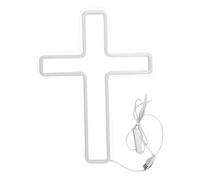 Christmas Ornaments, Jesus Wall Decor Usb Powered Cross Neon Signs God Holy Crucifix Hanging LED Cross Light Decorations for Religious Room Church Christmas Easter Christian