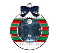 Christmas Ornaments Metal Xmas Tree Decor with 11.4 Inch Red String, Black Light Fantasy Forest Ornament for Tree & Home Decor, Gift Idea, Circular