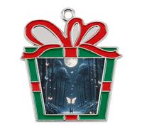 Christmas Ornaments Metal Xmas Tree Decor with 11.4 Inch Red String, Black Light Fantasy Forest Ornament for Tree & Home Decor, Gift Idea, Trapezoid