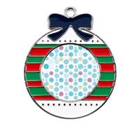 Christmas Ornaments Metal Xmas Tree Decor with 11.4 Inch Red String, Blue Polka Dot Pattern Ornament for Tree & Home Decor, Gift Idea, Circular
