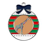 Christmas Ornaments Metal Xmas Tree Decor with 11.4 Inch Red String, Colorful Giraffe Ornament for Tree & Home Decor, Gift Idea, Circular