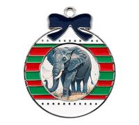 Christmas Ornaments Metal Xmas Tree Decor with 11.4 Inch Red String, Elephant Watercolor Style Ornament for Tree & Home Decor, Gift Idea, Circular